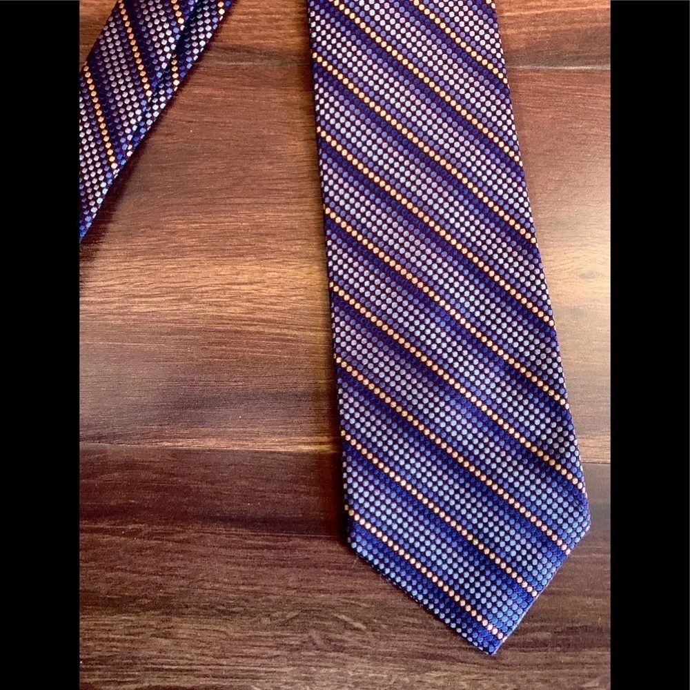 Express Purple and Gold Striped Tie - Picture 6 of 9